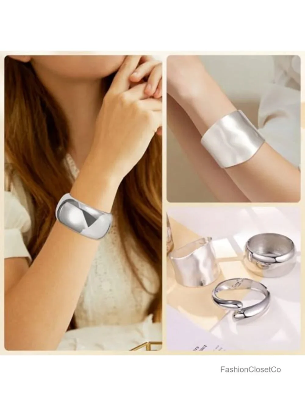 4 PCS 18K Gold Chunky Bangle Bracelets for Women Trendy Wide Cuff Wrap Bracelet